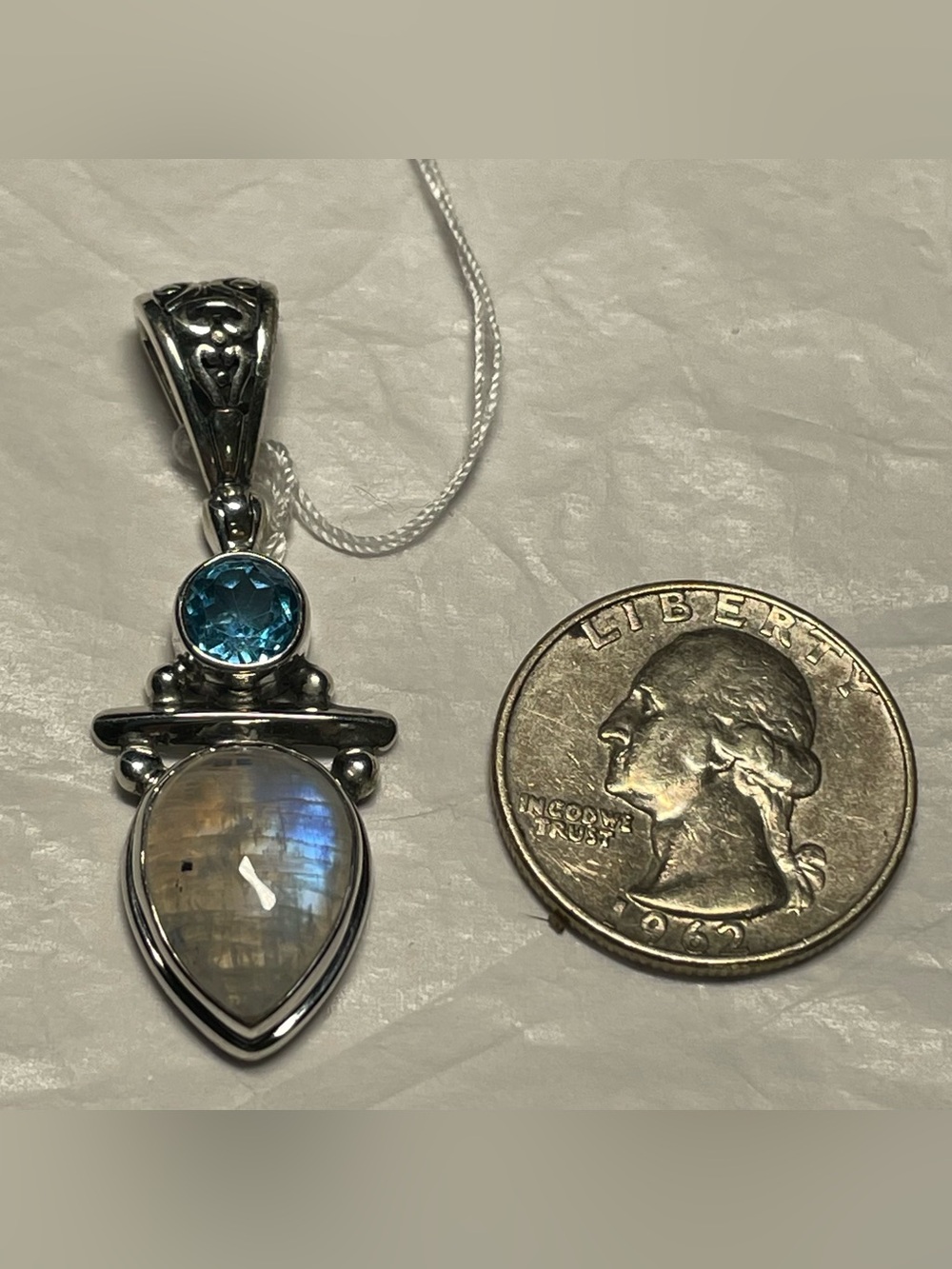 Moonstone and blue topaz pendant